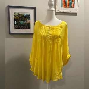 NWT- Lane Bryant Yellow 3/4 Sleeve Pintuck Henley